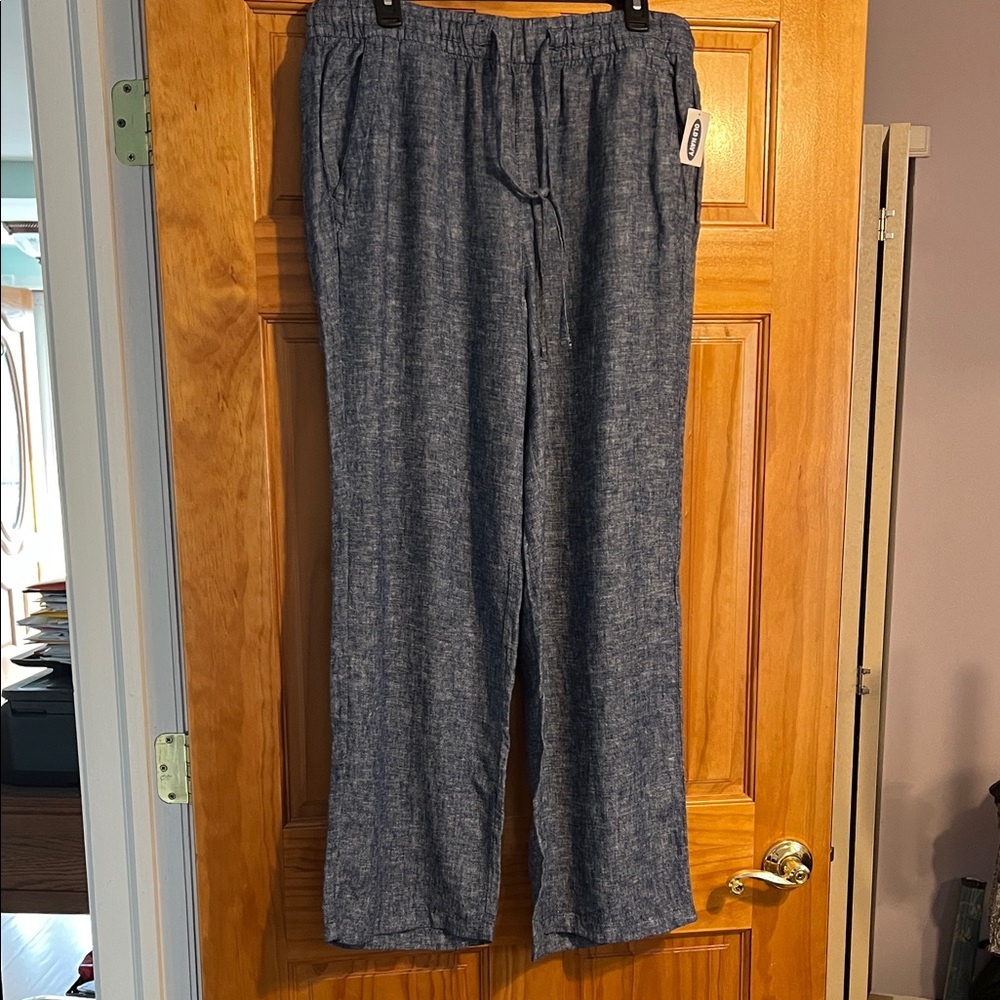 Old Navy Wide Leg Linen Chambray Pants Large